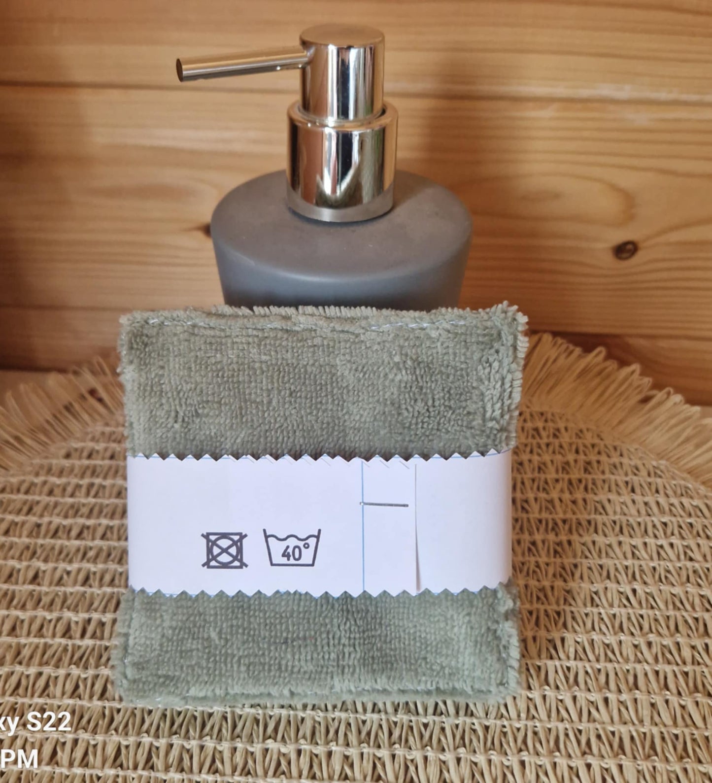 Lot 5 lingettes "fleuries vertes" - bambou
