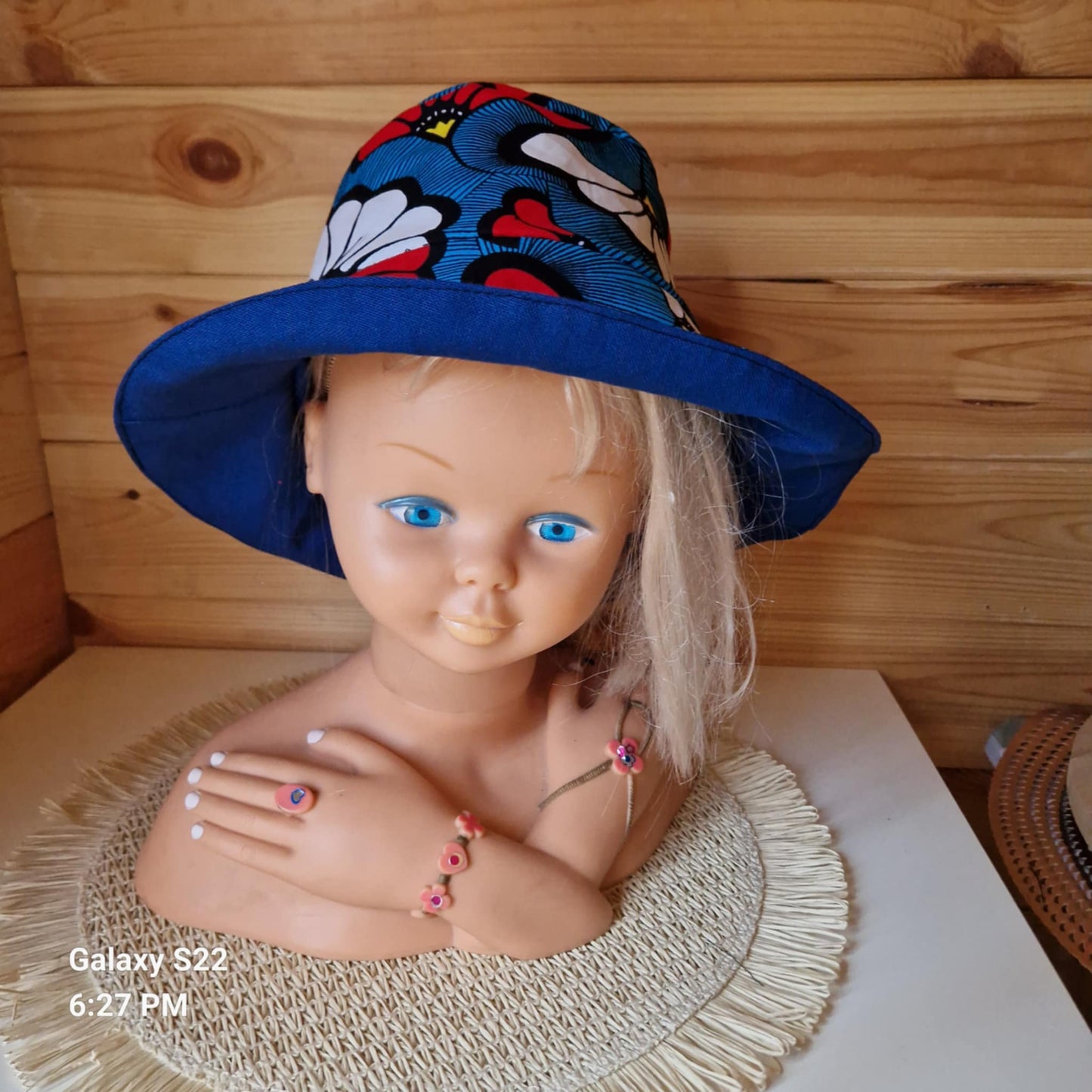 Bob réversible wax "african bleu blanc rouge "