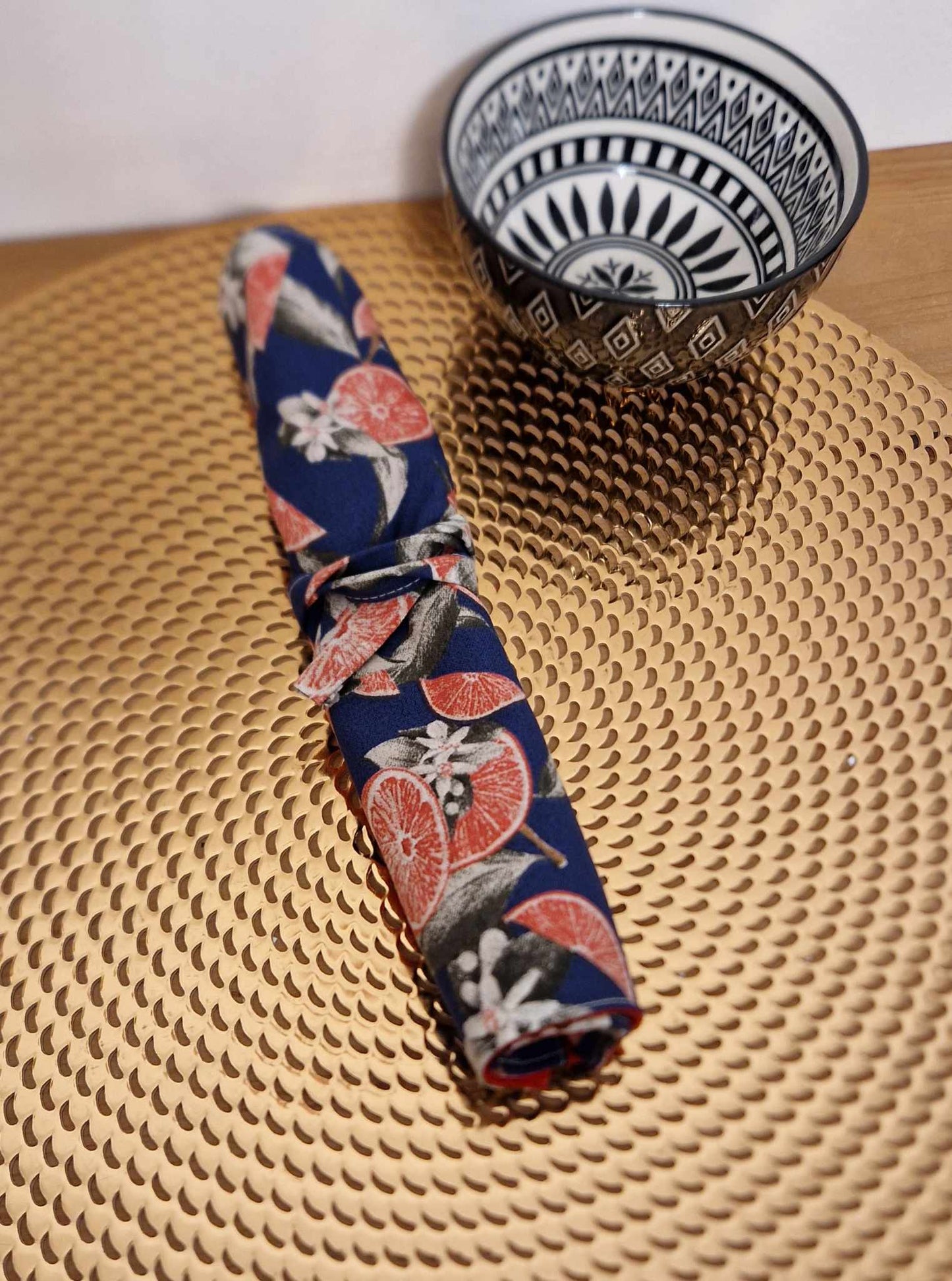 Etui à couverts "agrumes"