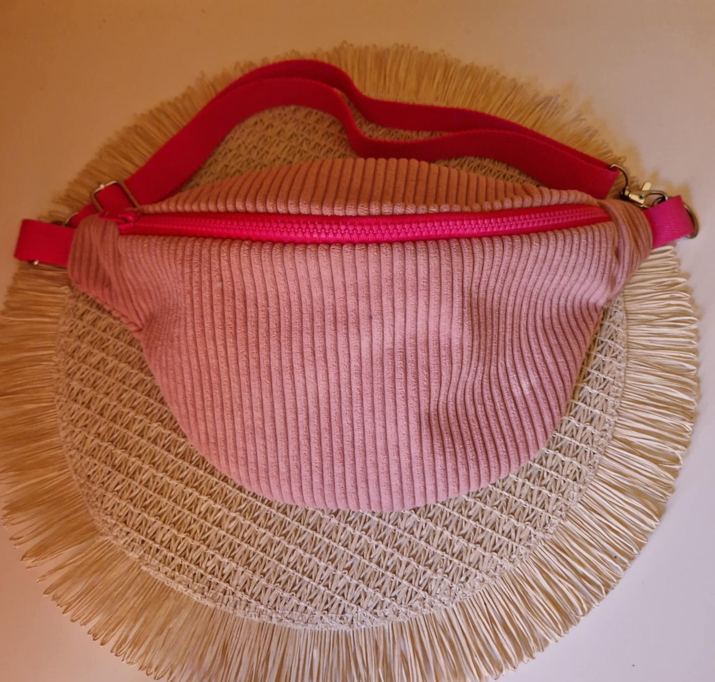 Sac banane velours - rose