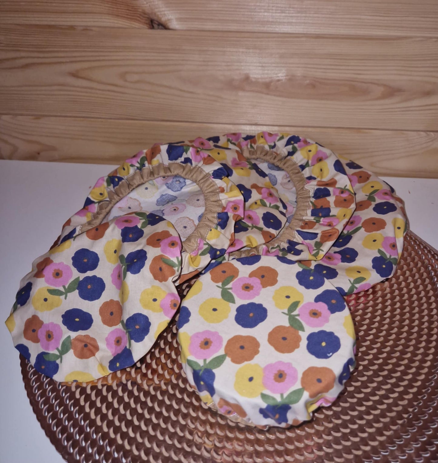 Lot 6 charlottes couvre plats - Fleurs multicolores
