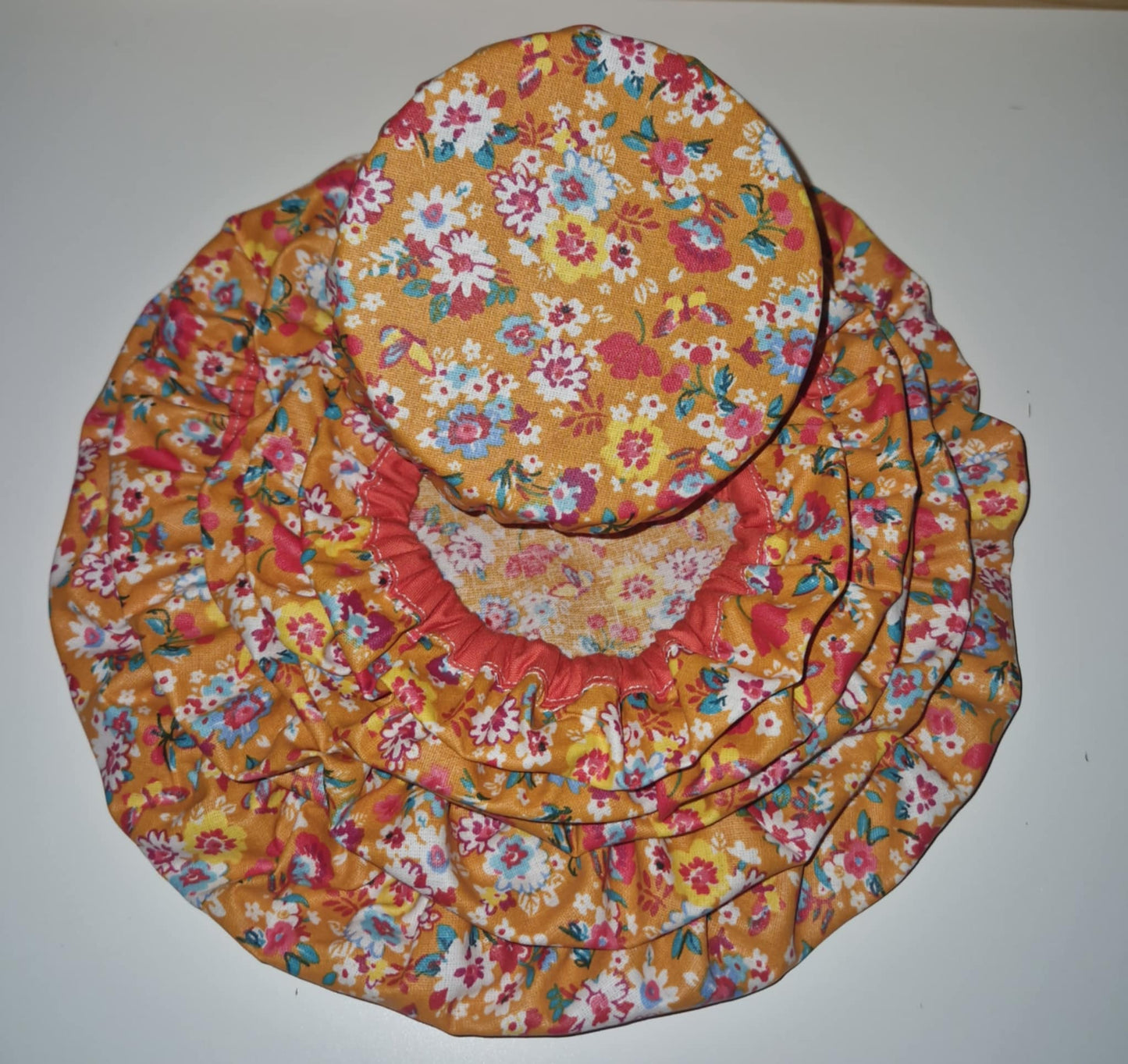 Lot 6 charlottes couvre plats - fleuri orange