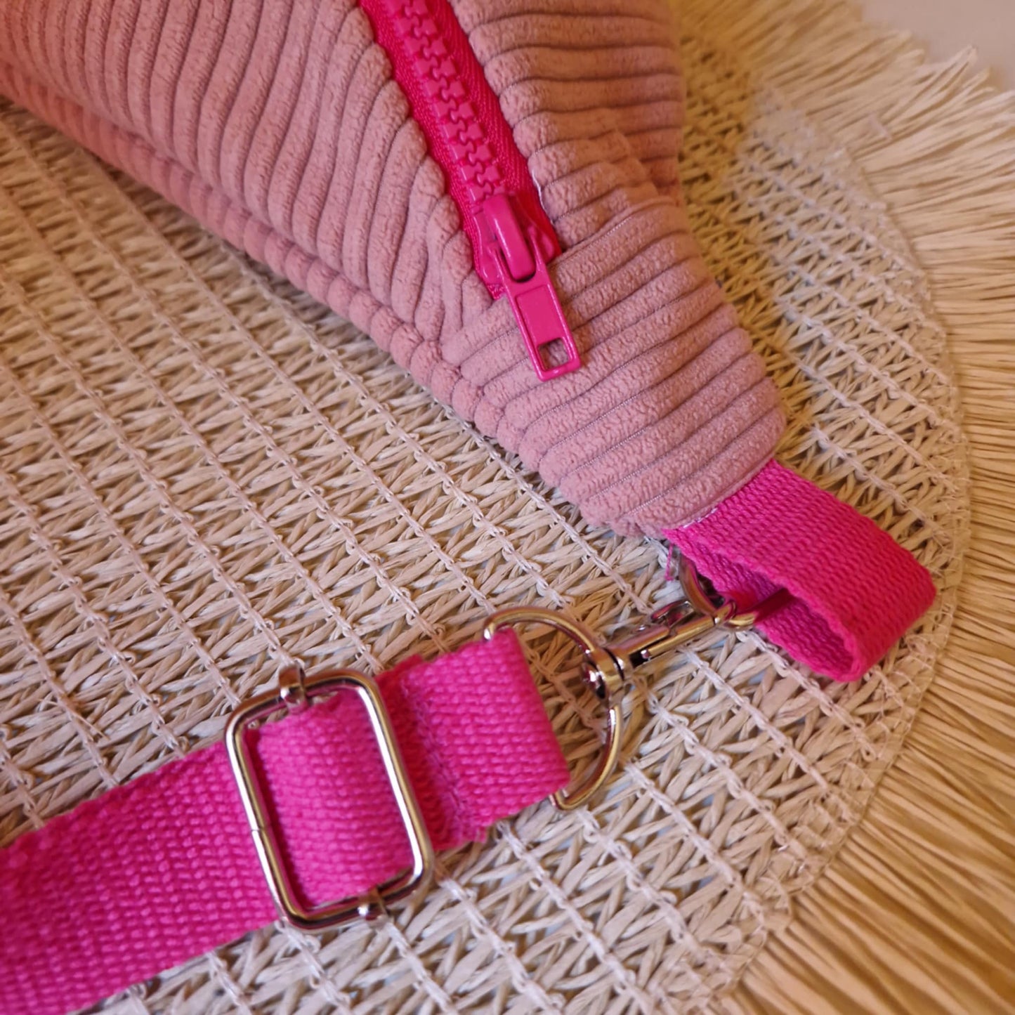 Sac banane velours - rose