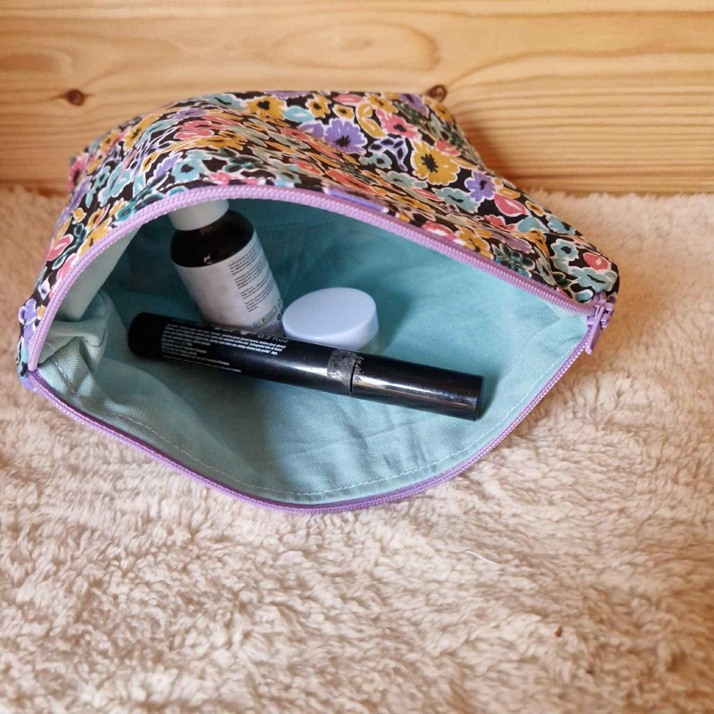 Grande trousse maquillage "fleurie pop et colorée"