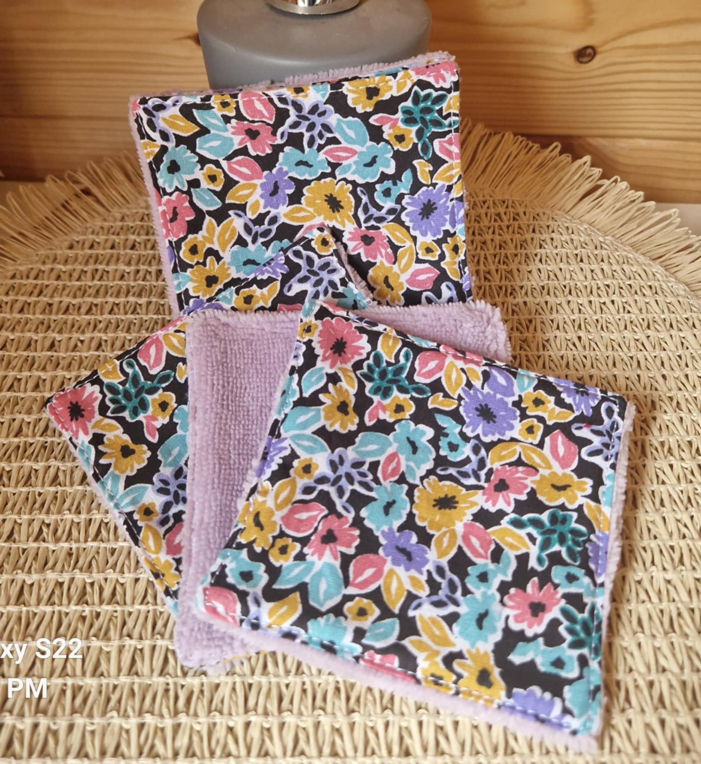 Lot 5 lingettes "fleuries pop et colorées" - bambou
