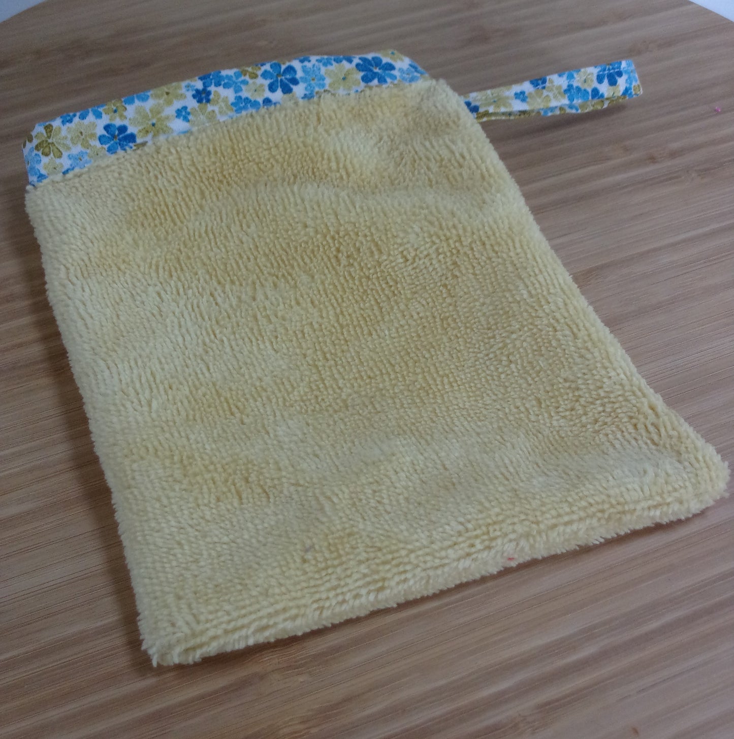 Gant de toilette "Fleuri jaune bleu"