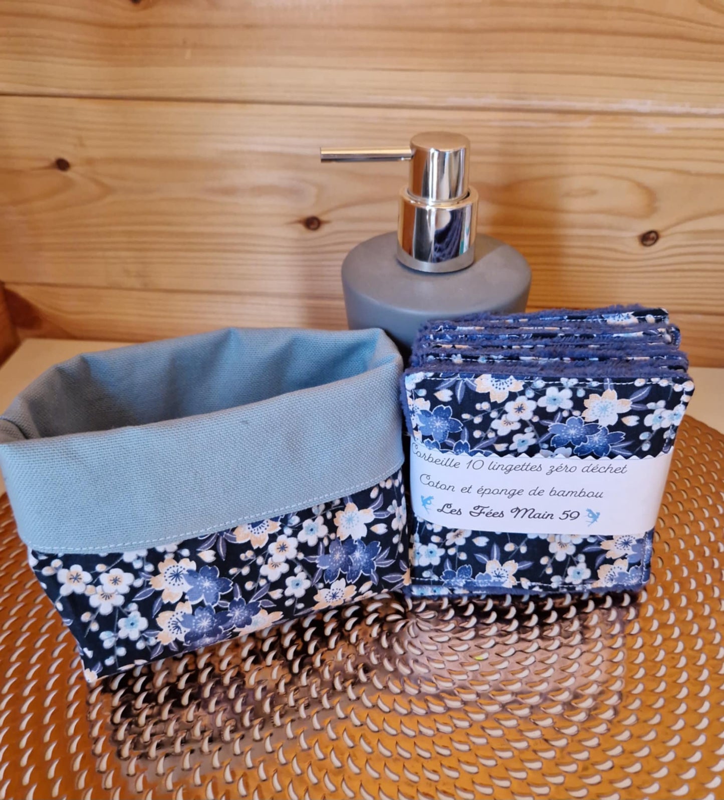 Duo beauté "fleuri bleu blanc" - bambou