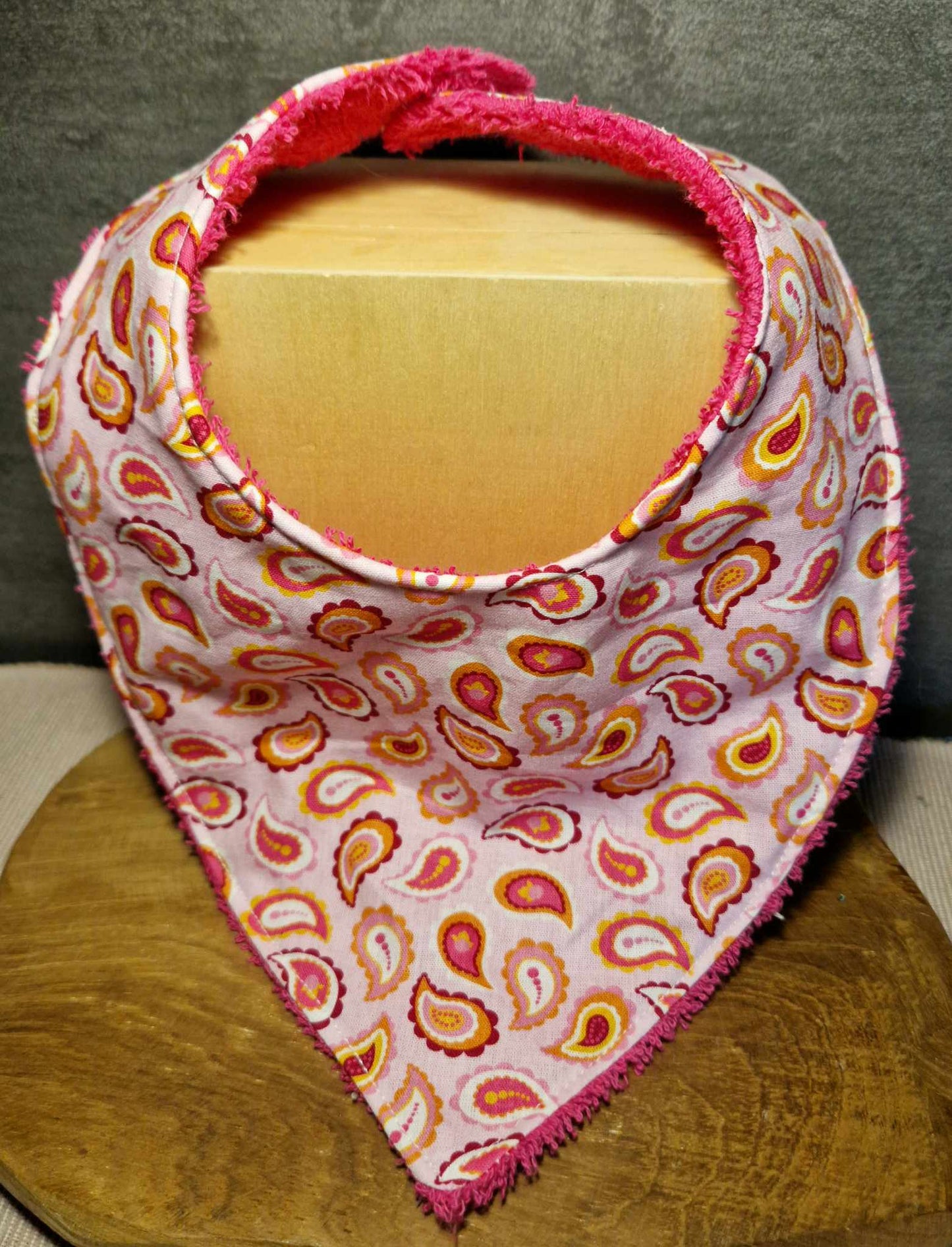 Bandana "cachemire rose" - éponge de coton