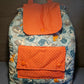 Sac à dos à rabat matelassé "bleu orange"