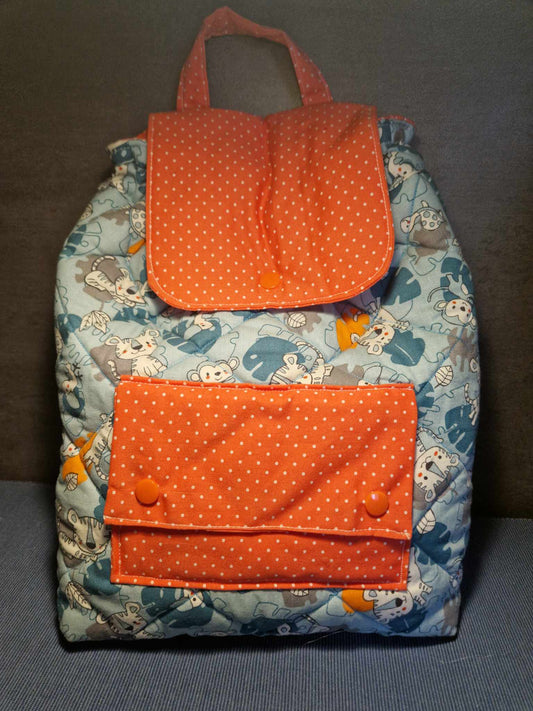 Sac à dos à rabat matelassé "bleu orange"