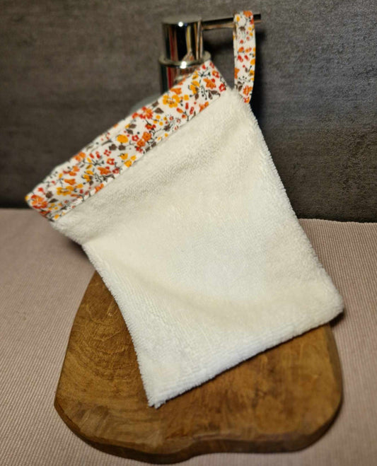 Gant de toilette "Fleuri blanc"