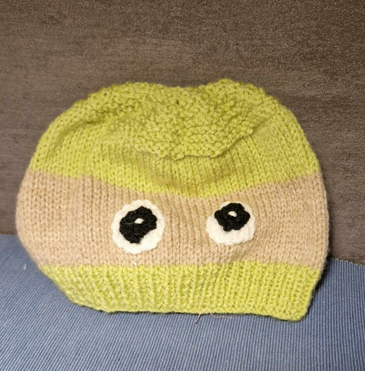 Bonnet fantaisie enfant avec yeux - vert anis