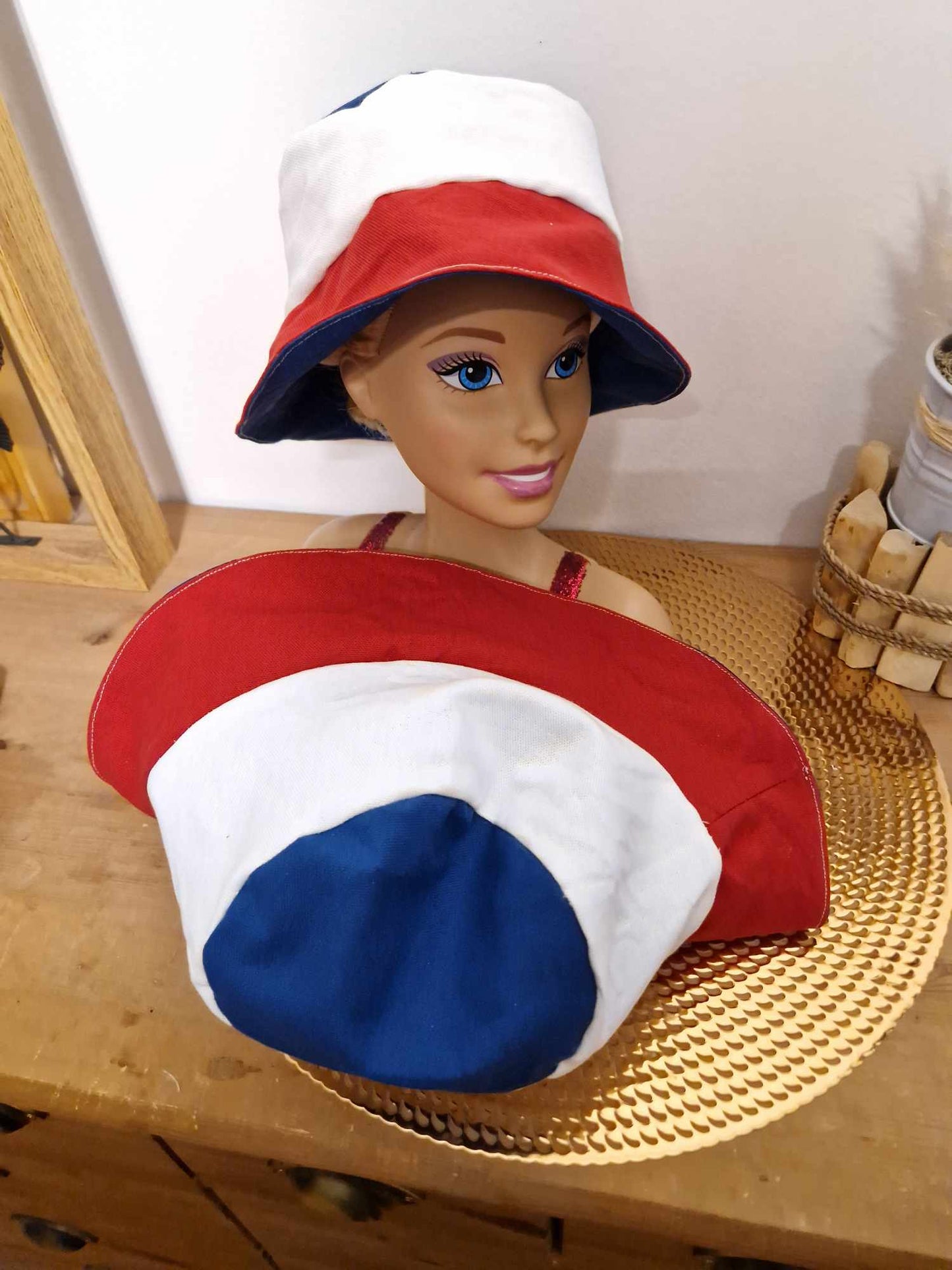 Duo bob et chapeau "bleu blanc rouge"