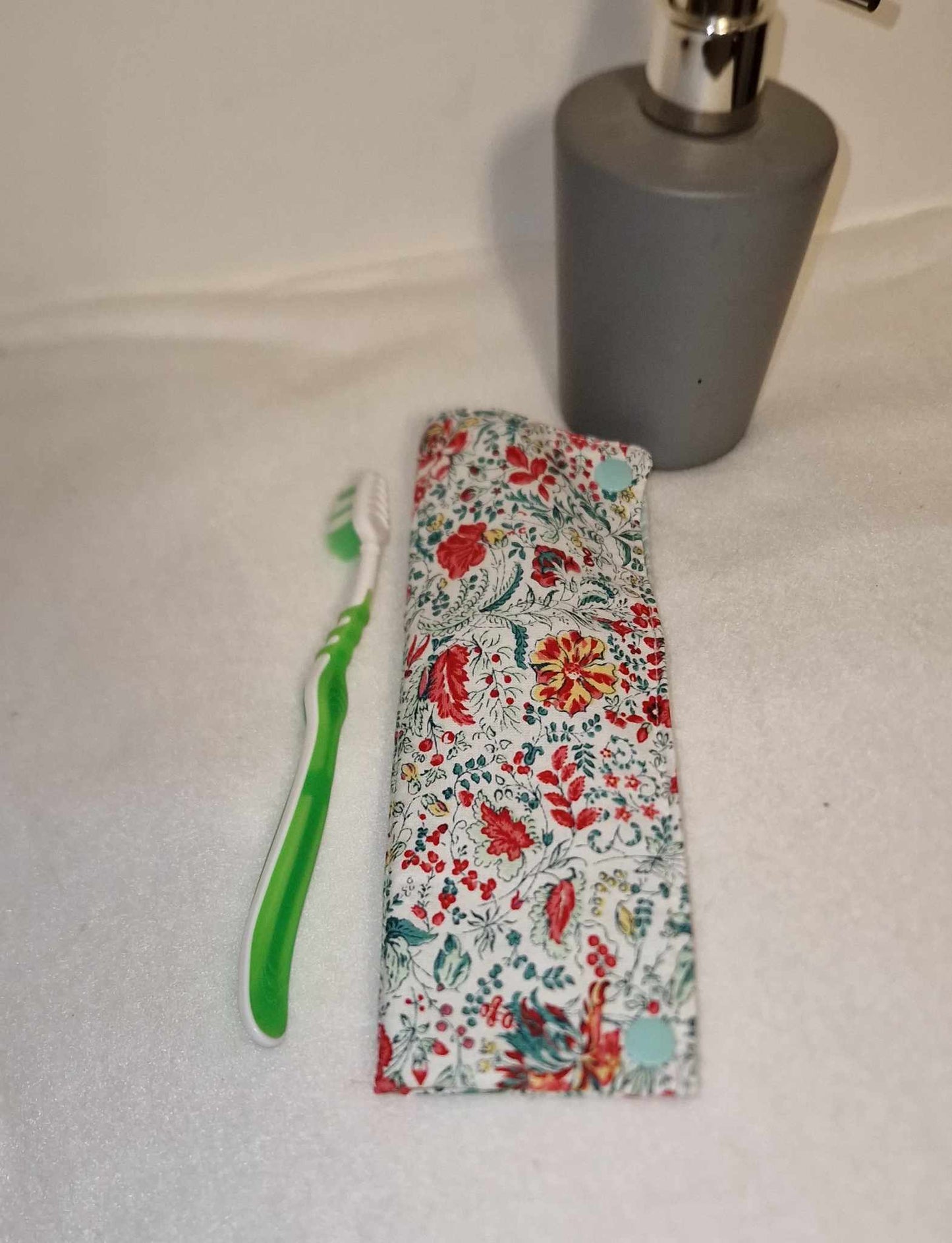 Etui double pour brosse à dents "fantaisie florale"