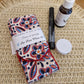 Duo  hygiène  "fleuri rouge et bleu" - éponge de bambou