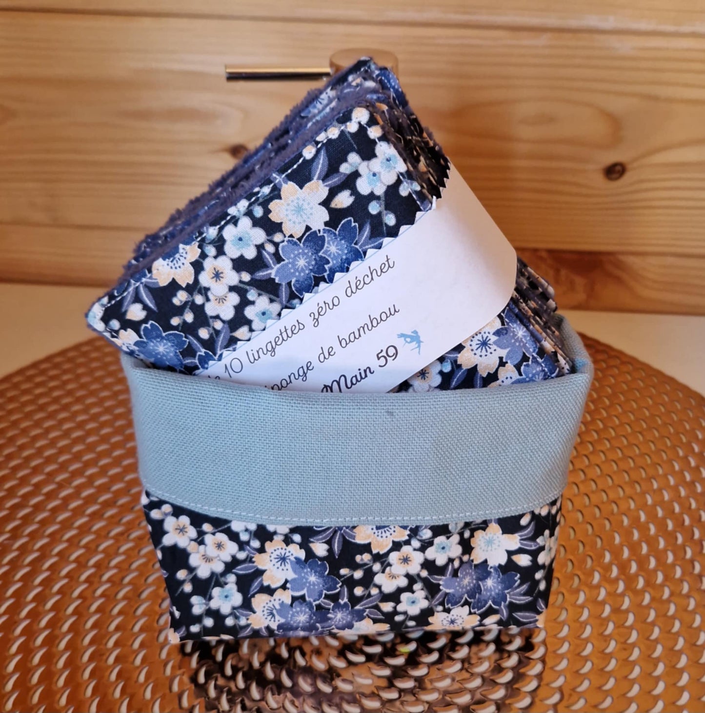 Duo beauté "fleuri bleu blanc" - bambou