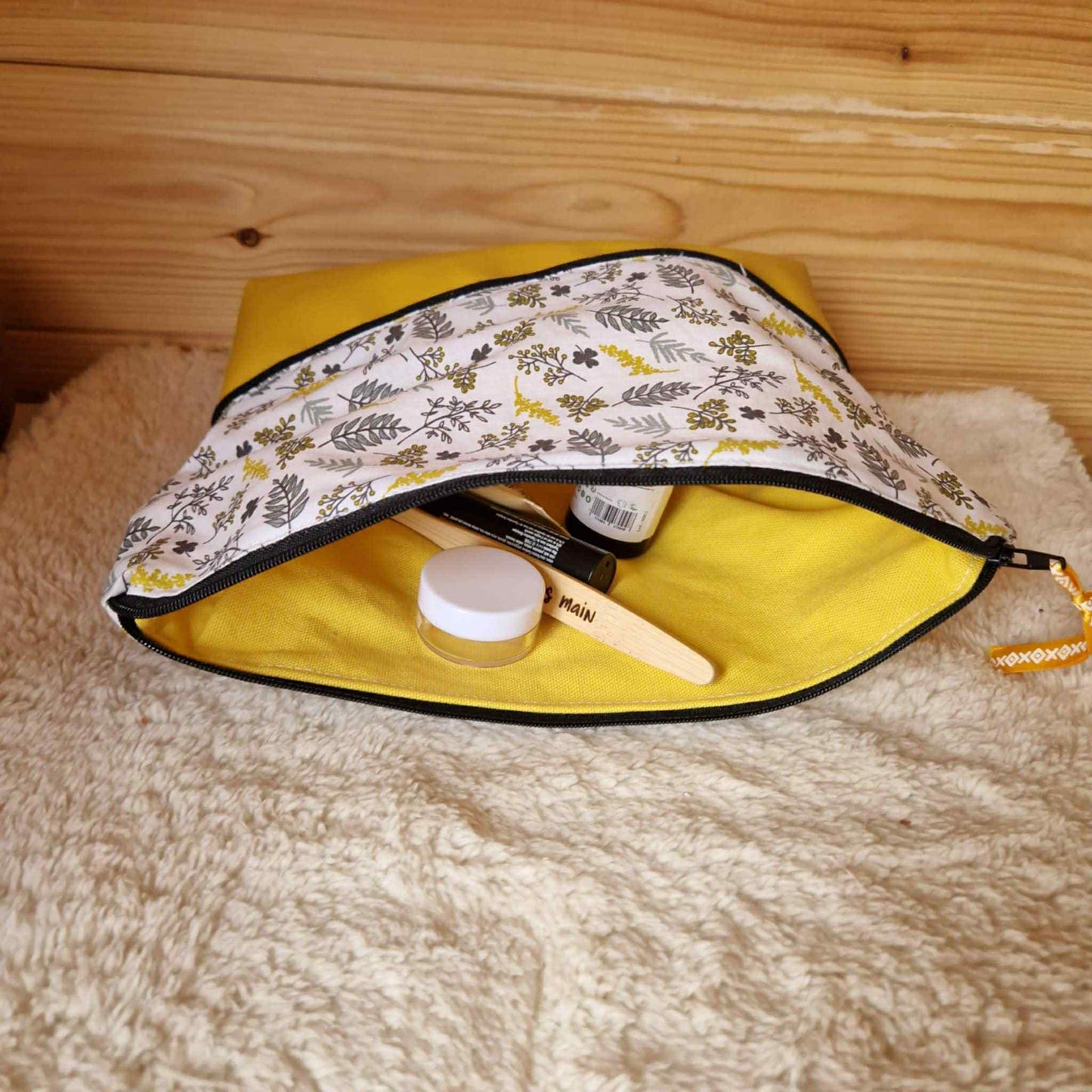 Petite trousse de toilette "Mimosa simili cuir"
