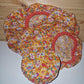 Lot 6 charlottes couvre plats - fleuri orange