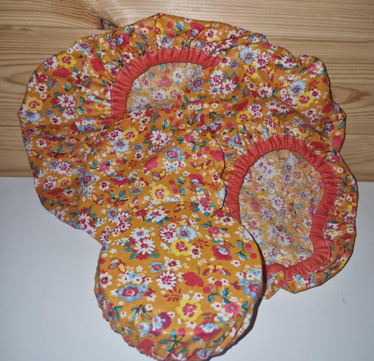 Lot 6 charlottes couvre plats - fleuri orange