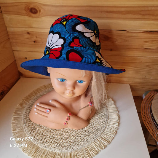 Bob réversible wax "african bleu blanc rouge "