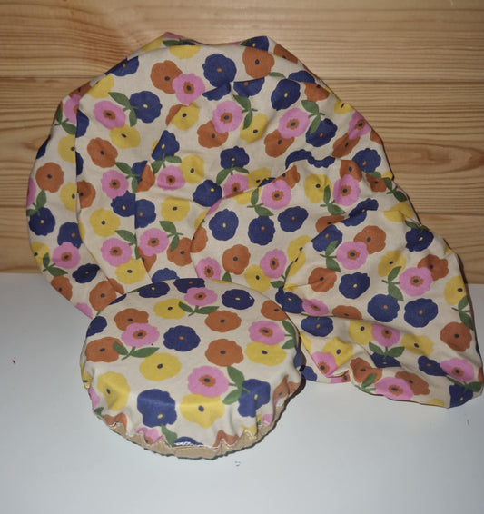 Lot 6 charlottes couvre plats - Fleurs multicolores
